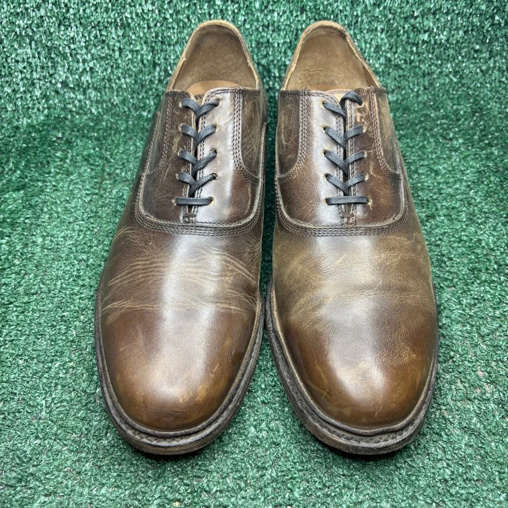 Frye James Oxford Leather Lace Up Distressed Oxford Dress Shoes Brown Mens 10.5